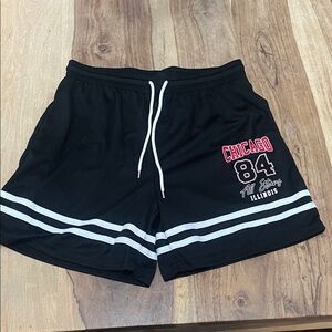 Fashion Nova Black Athletic Shorts with Chicago 84 Design